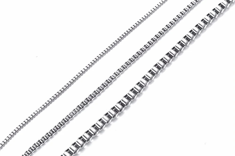 1/2/3MM Thin Chain Necklace for Men Women,Stainless Steel Square Box Chain Link Collars,Male Unisex Jewelry Gift