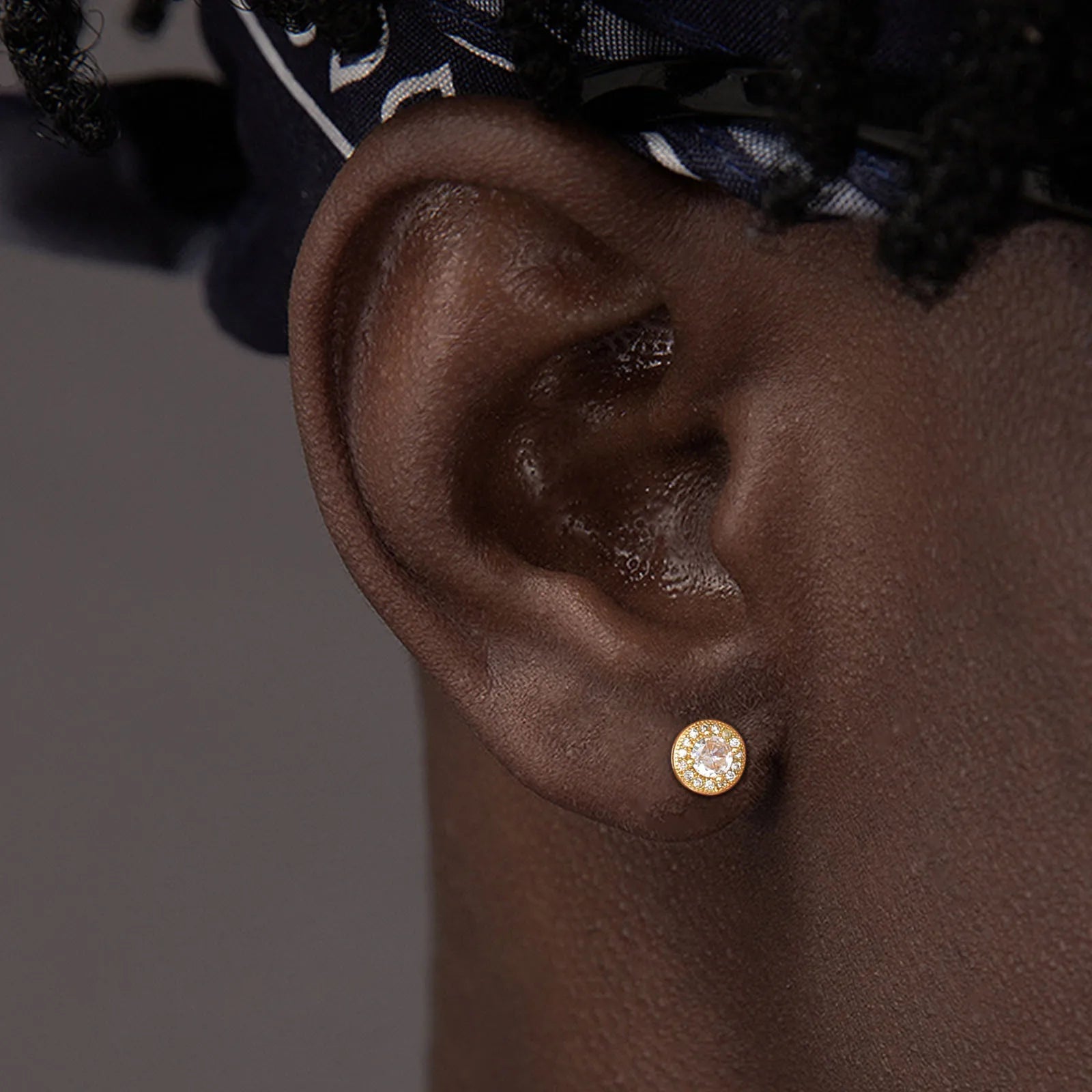 Men's Luxury CZ Stone Stud Earrings,Gold Color Metal Valentine's Father's Day Birthday Party Gift,bbrincos masculinos Jewelry