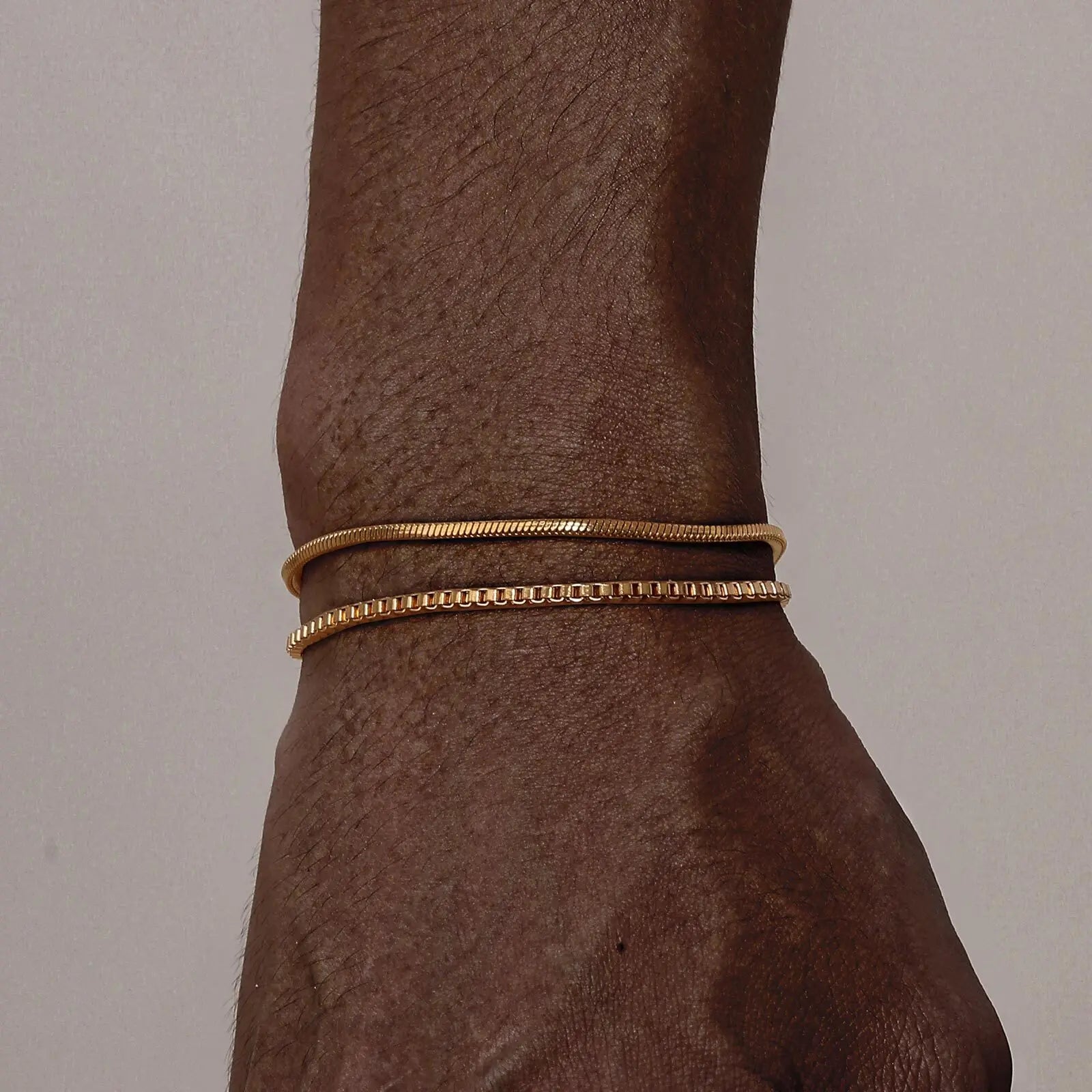 2pcs/set Simple Thin Chain Bracelets for Men,Square Box Chain Bracelet,Stainless Steel Jewelry Gift