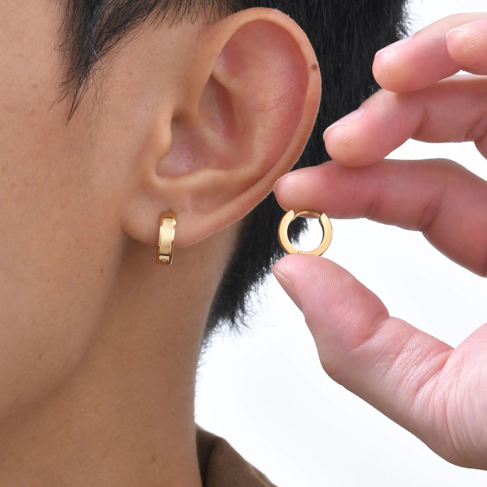 Men Hoop Earrings,Stainless Steel Small Huggies Earrings,Classic Jewelry Gifts